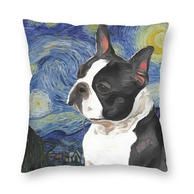 Фланелевая наволочка Boston Terrier 45x45 см, H8, 40x40cm, Унисекс