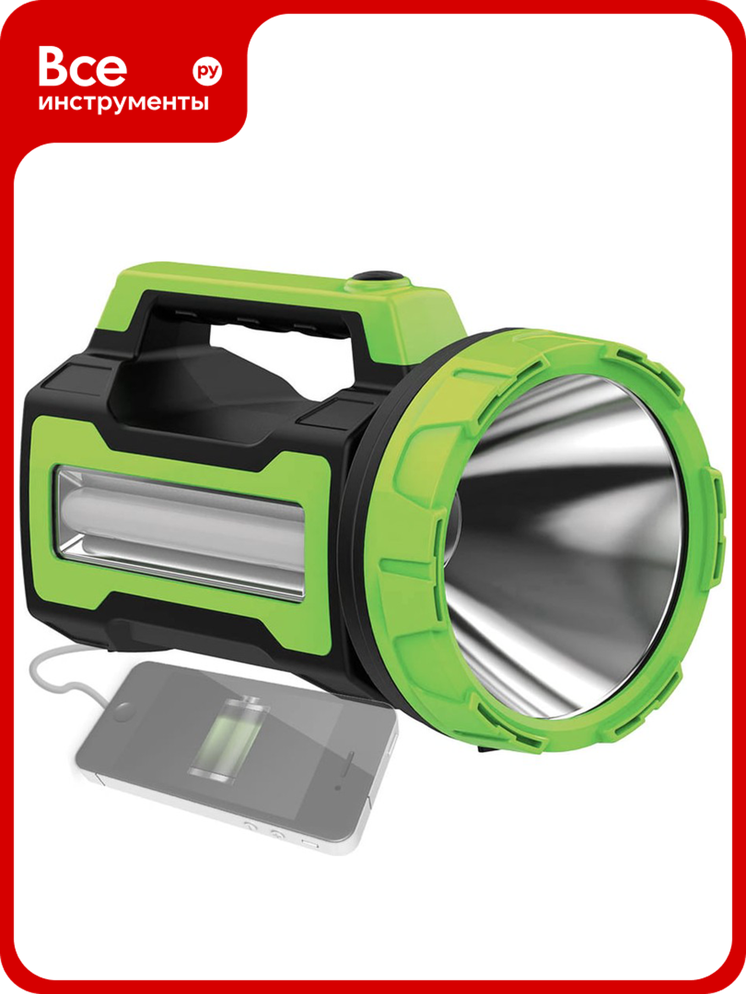 Аккумуляторный фонарь космос PREMIUM 10W LED, бок. пан. 3Вт, 3 реж раб, 479993 KOSAccu9110WUSB