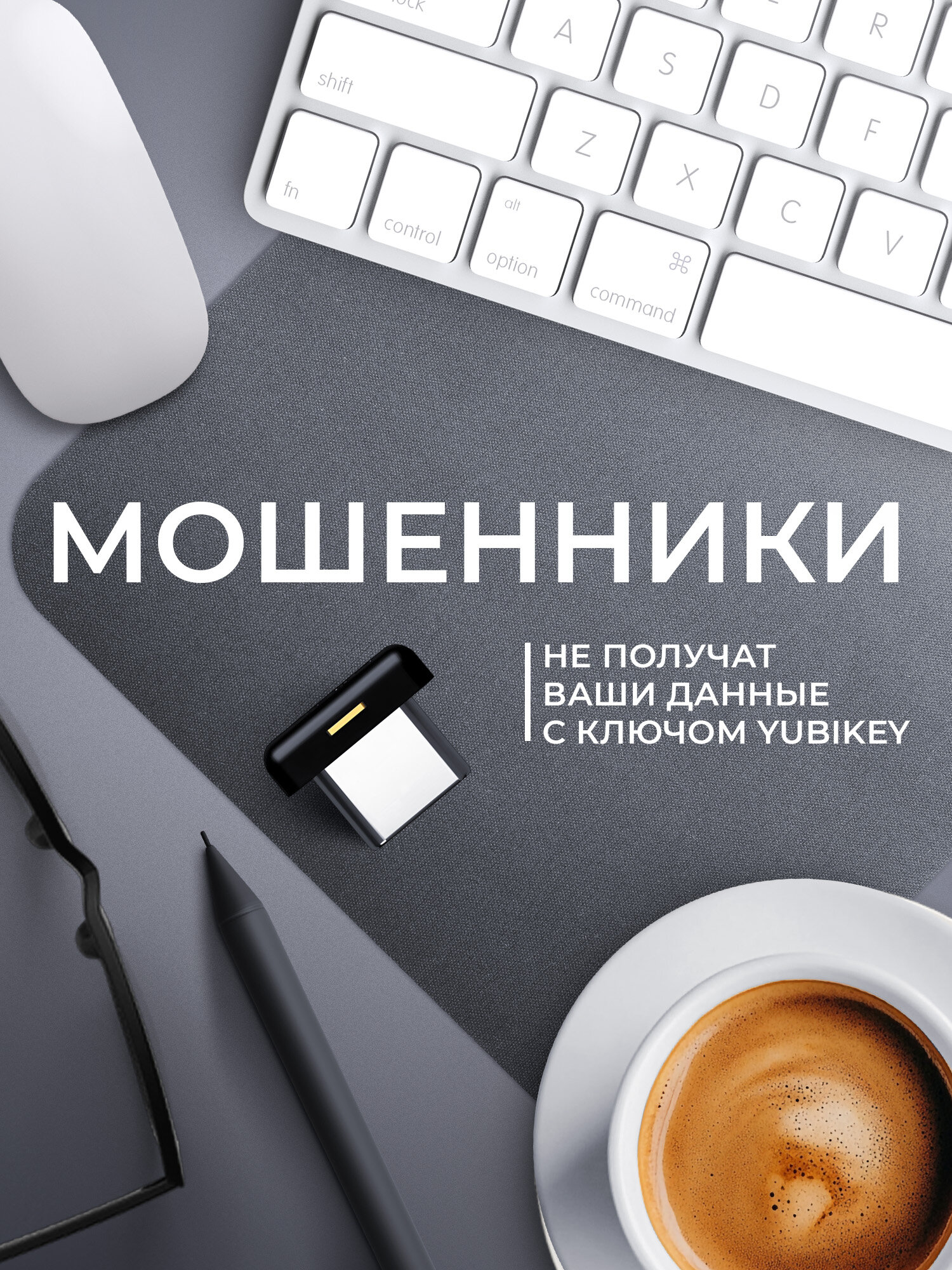 Аппаратный ключ безопасности Yubikey 5C Nano (Type-C) для защиты персональных данных и аутентификации