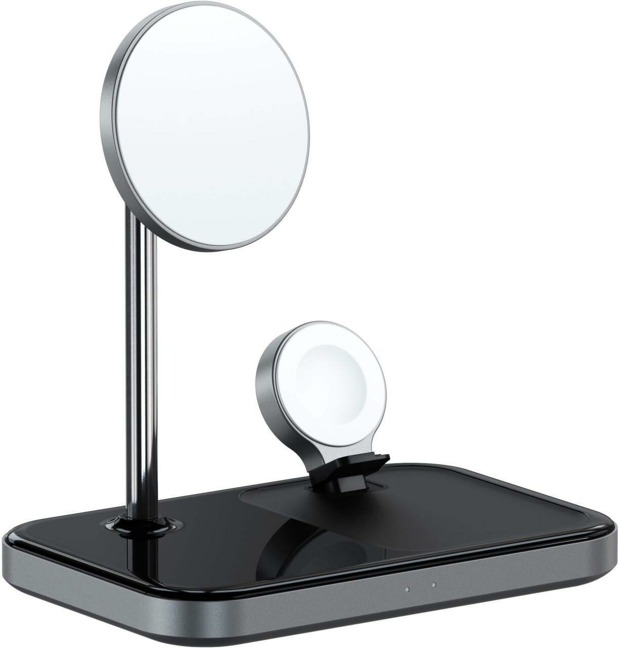 Беспроводная сетевая зарядка Satechi Magnetic 3-in-1 Wireless Charging Stand Серый космос