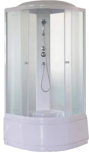 Душевая кабина Parly Tomorrow EF821 стеклянная  80x80  высокий поддон  закрытая  с крышей   с матовым стеклом  без гидромассажа с белым профилем с функцией тропический душ