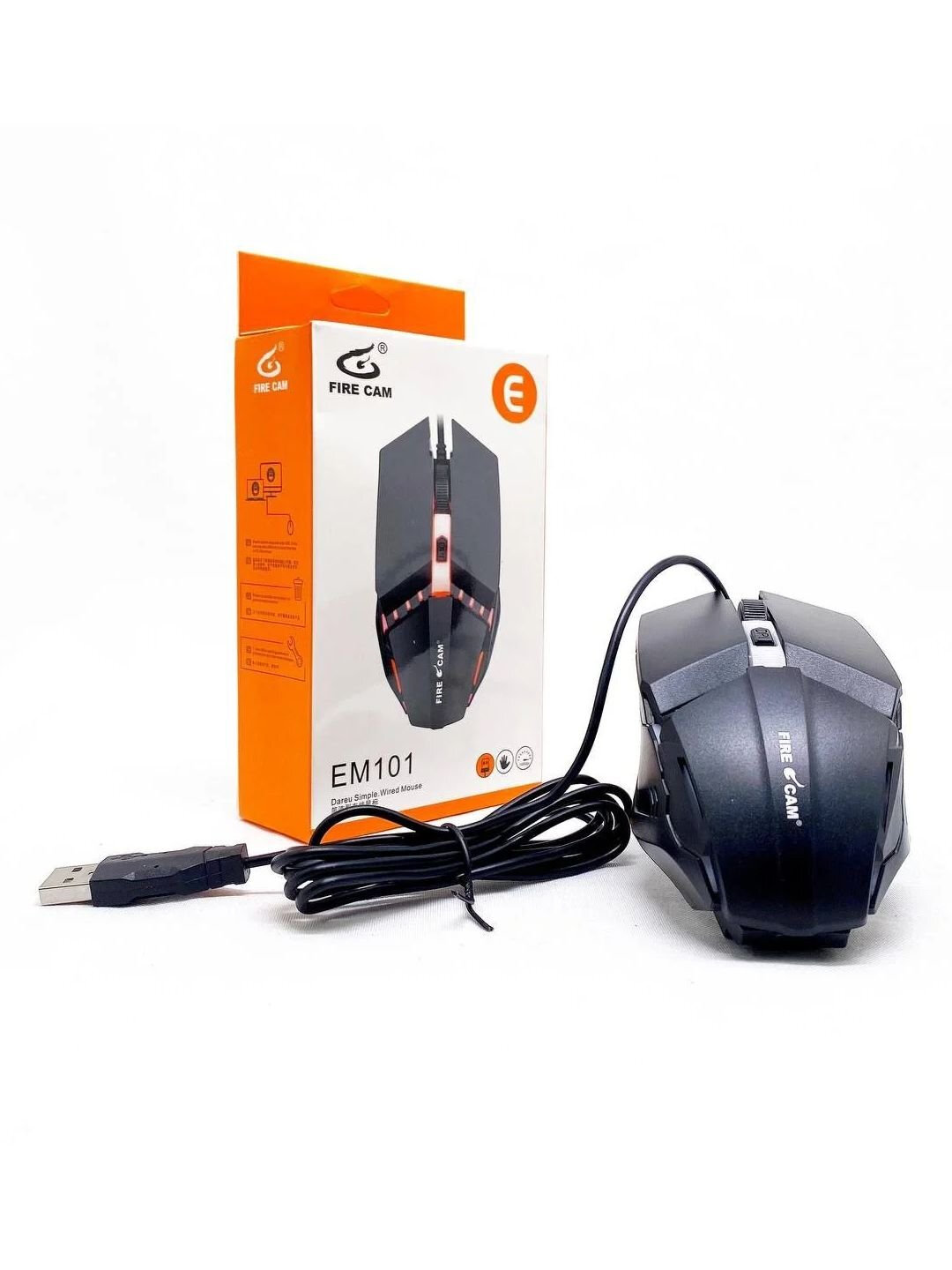 Игровая мышь Fire Cam em 101, мишка с RGB-подсветкой, компьютерная мышь