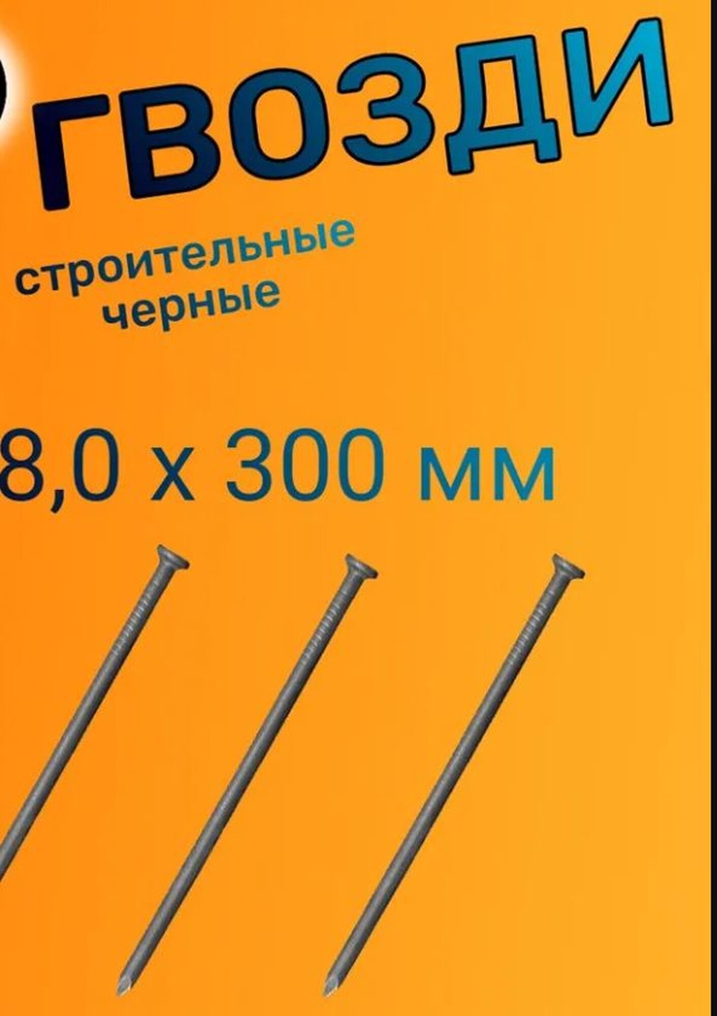 Гвозди строительные Шпунтик цинк 8х300 мм 1кг в упаковке цет серебристый