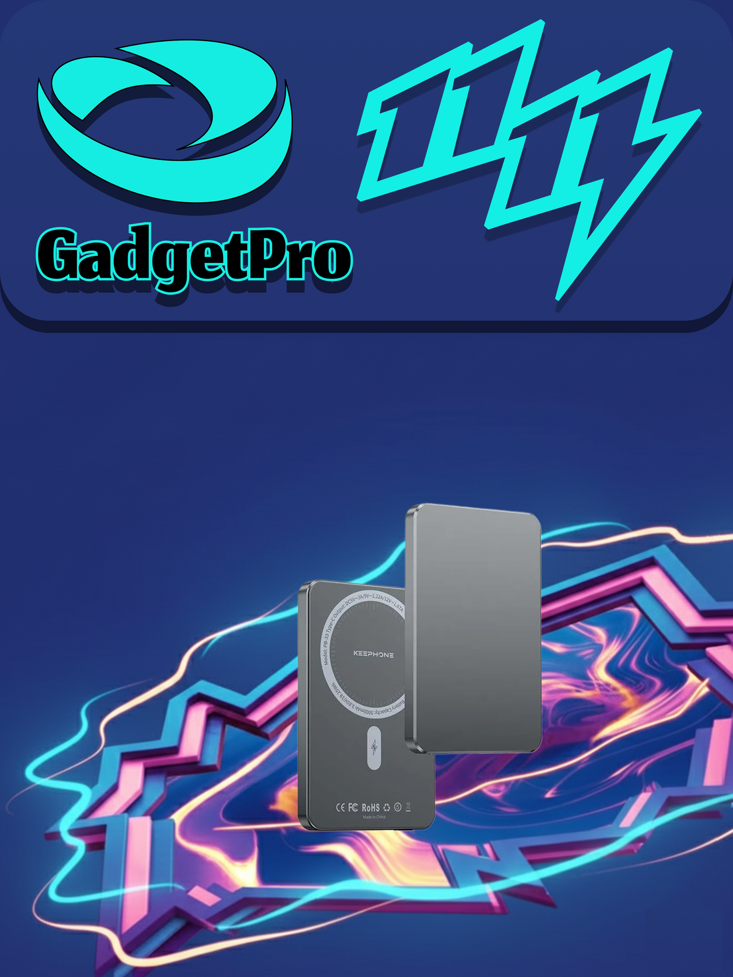 Беспроводной внешний аккумулятор Keephone PB33 5000 мАч, PD 20W, MagSnap 15W, Type-C, ультратонкий