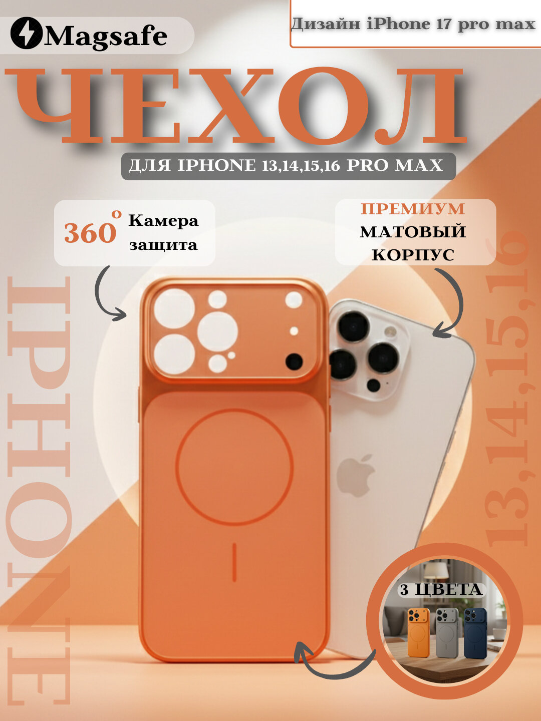 Чехлы в стиле iPhone 17 с поддержкой MagSafe для iPhone 17 , Pro Max — фото 1