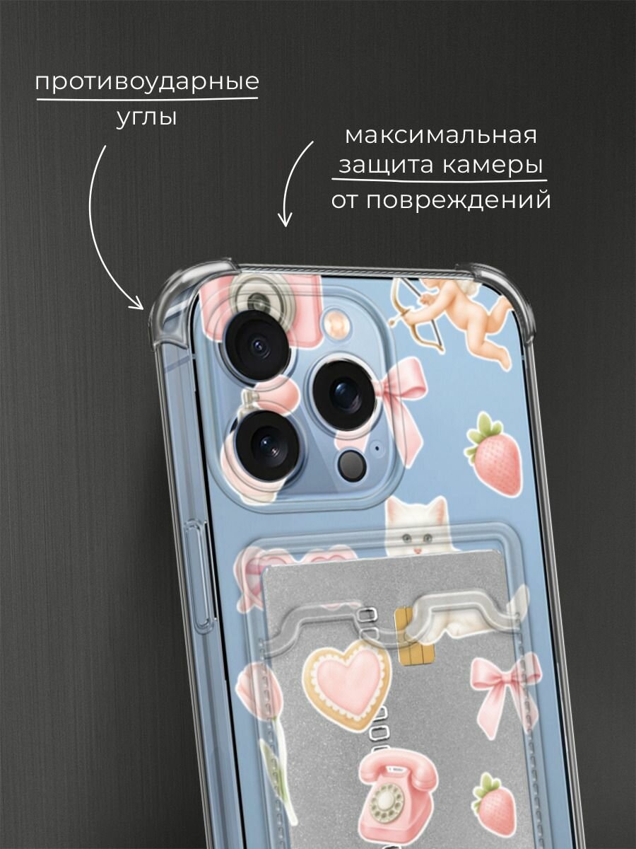 Чехол на Apple iPhone 13 Pro (Айфон 13 Про) с картой и принтом Коллаж для девочки — фото 1