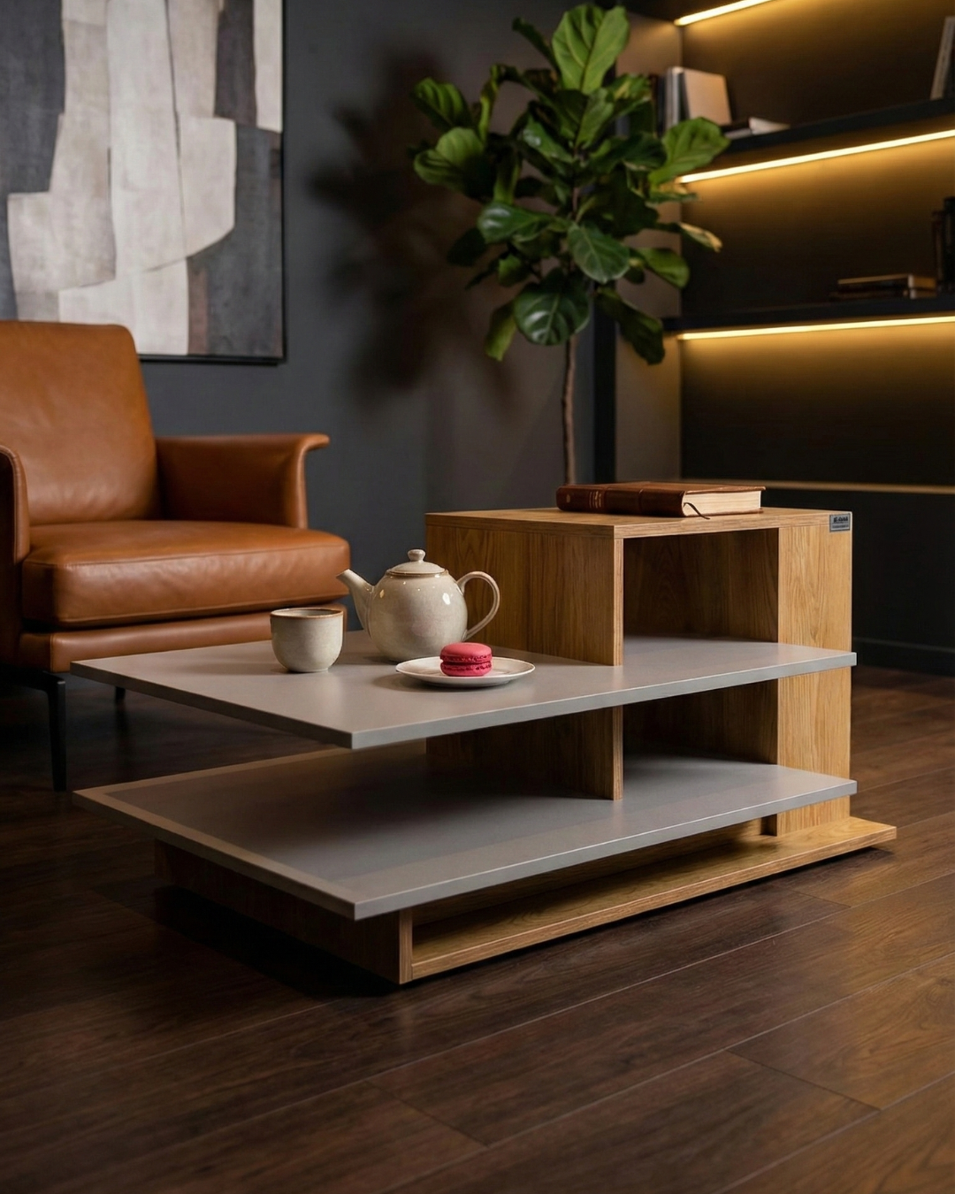 Столик журнальный acacia, трансформер, квадратный, 44,4×90×60 см, белый — фото 1