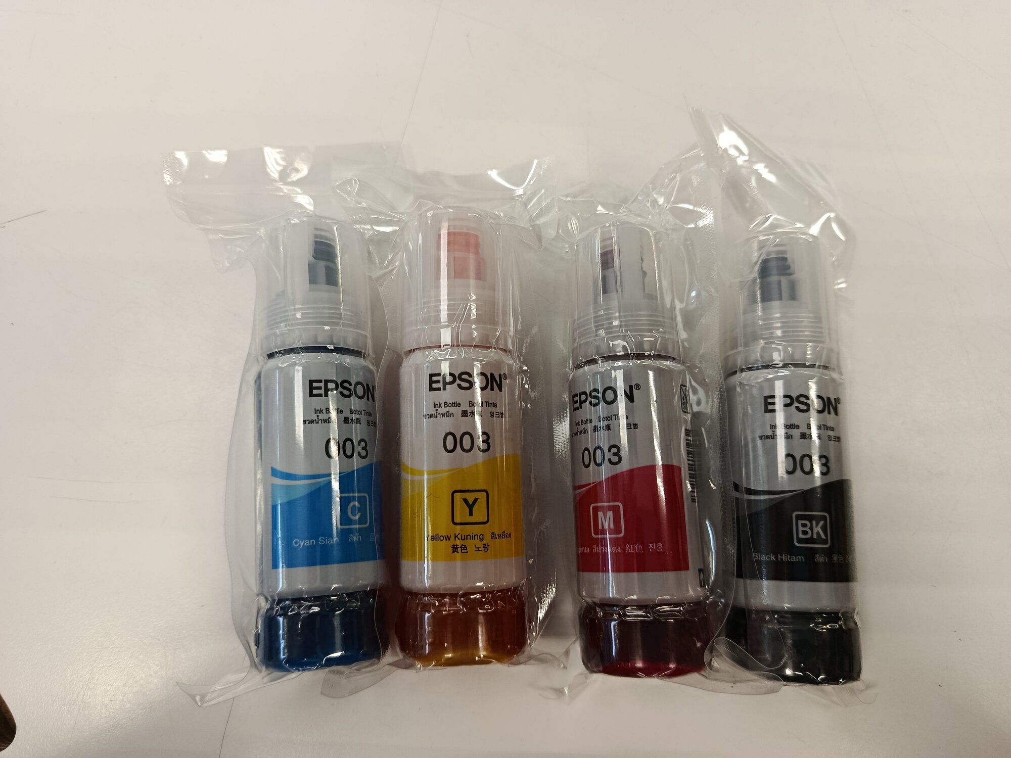 Чернила для Epson 003 , комплект 4 цвета C13T00V198/298/398/498 оригинальный в вакуумной упаковке