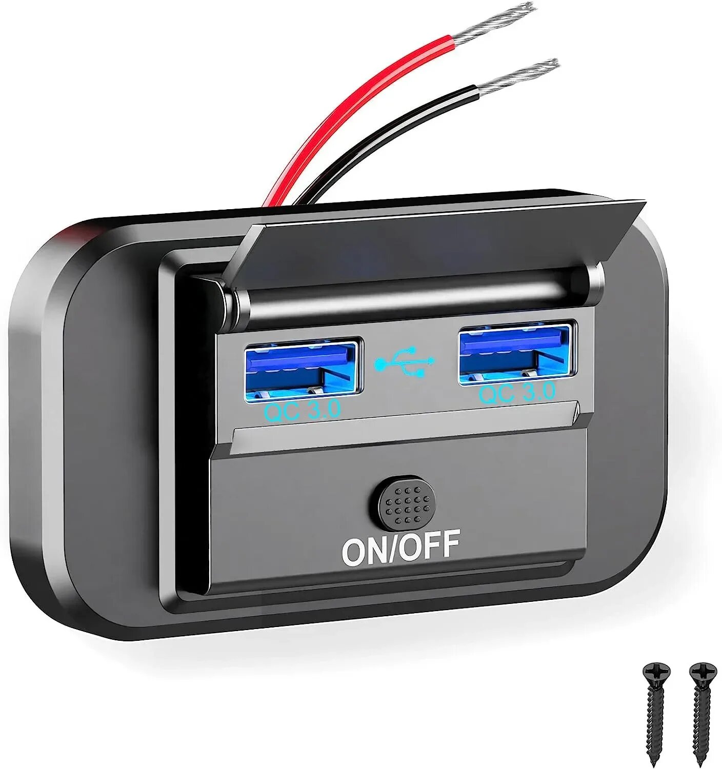 Автомобильное зарядное устройство с двумя портами PD Dual QC 3.0 USB и переключателем розетка для быстрой зарядки 96 Вт USB-питание для автомобиля 12 В/24 В лодки автобуса автофургона Dual QC3.0