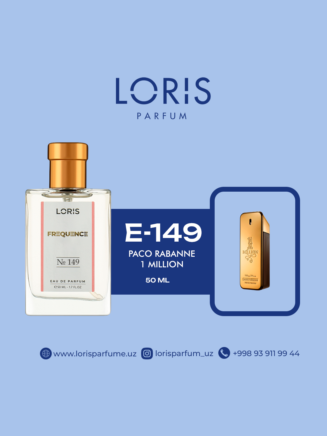 Мужская парфюмерная вода "Loris Parfume" - Paco Rabanne - 1 Million, 50 мл, стойкость в течение дня