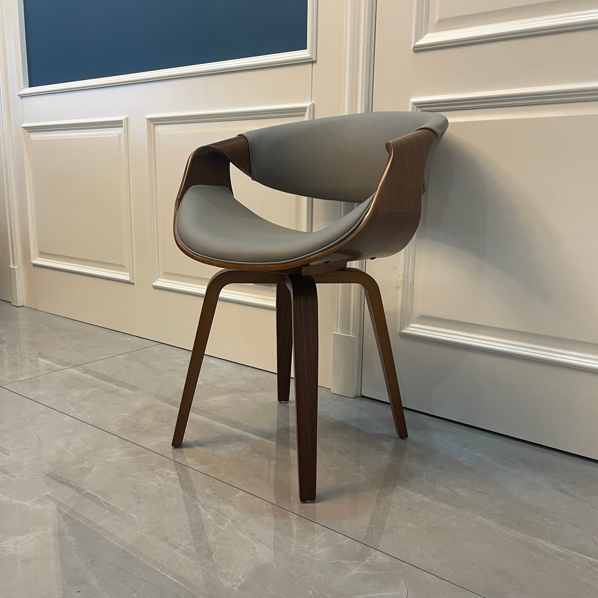 Стул обеденный, с кожаной обивкой, 54 см x 54 см x 78 см, фанерное основание