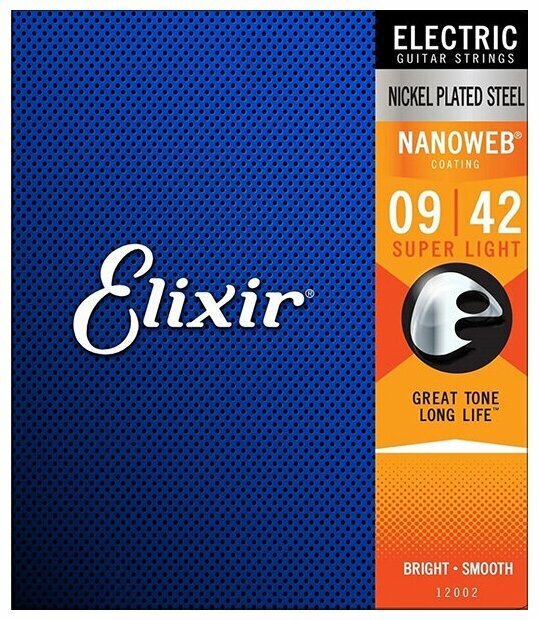 12002 NANOWEB Комплект струн для электрогитары, Super Light, 9-42, Elixir