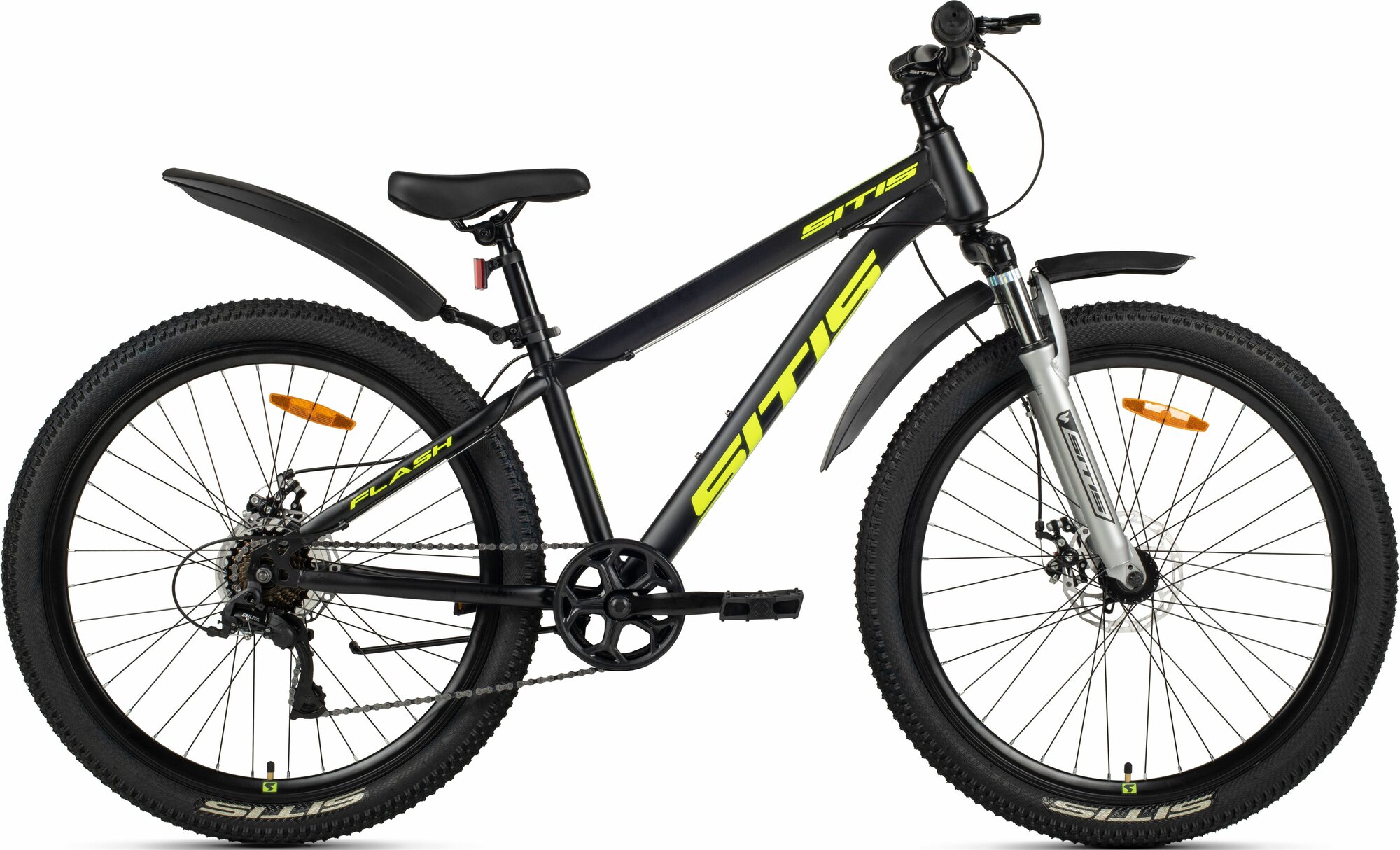 Велосипед горный SITIS FLASH 7SP 26" Black-Green-Grey/черный-зеленый-серый, подростковый, на рост 150-160 см