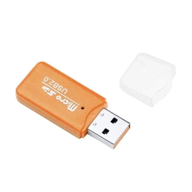 Портативный мини-USB 2.0 TF micro SD-считыватель карт памяти, подходит для высокоскоростного TF-адаптера для ПК, ноутбуков, автомобильных динамиков, ТВ-боксов, orange