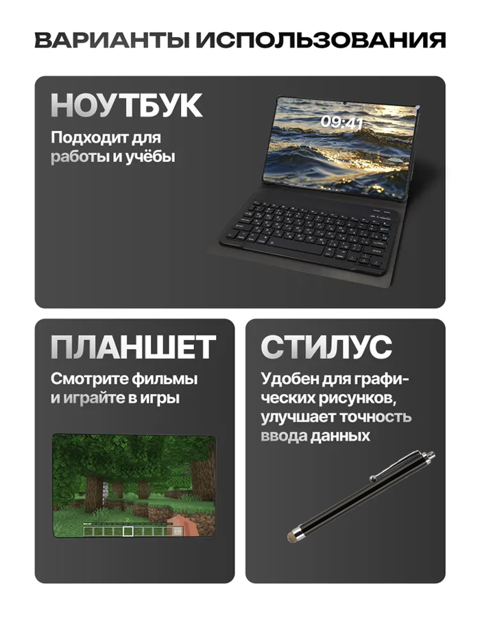 Планшет Pad7 Pro 16/1024 ГБ черный, глобальной прошивки, русский язык, Google Play , поддерживает SIM-карту — фото 1