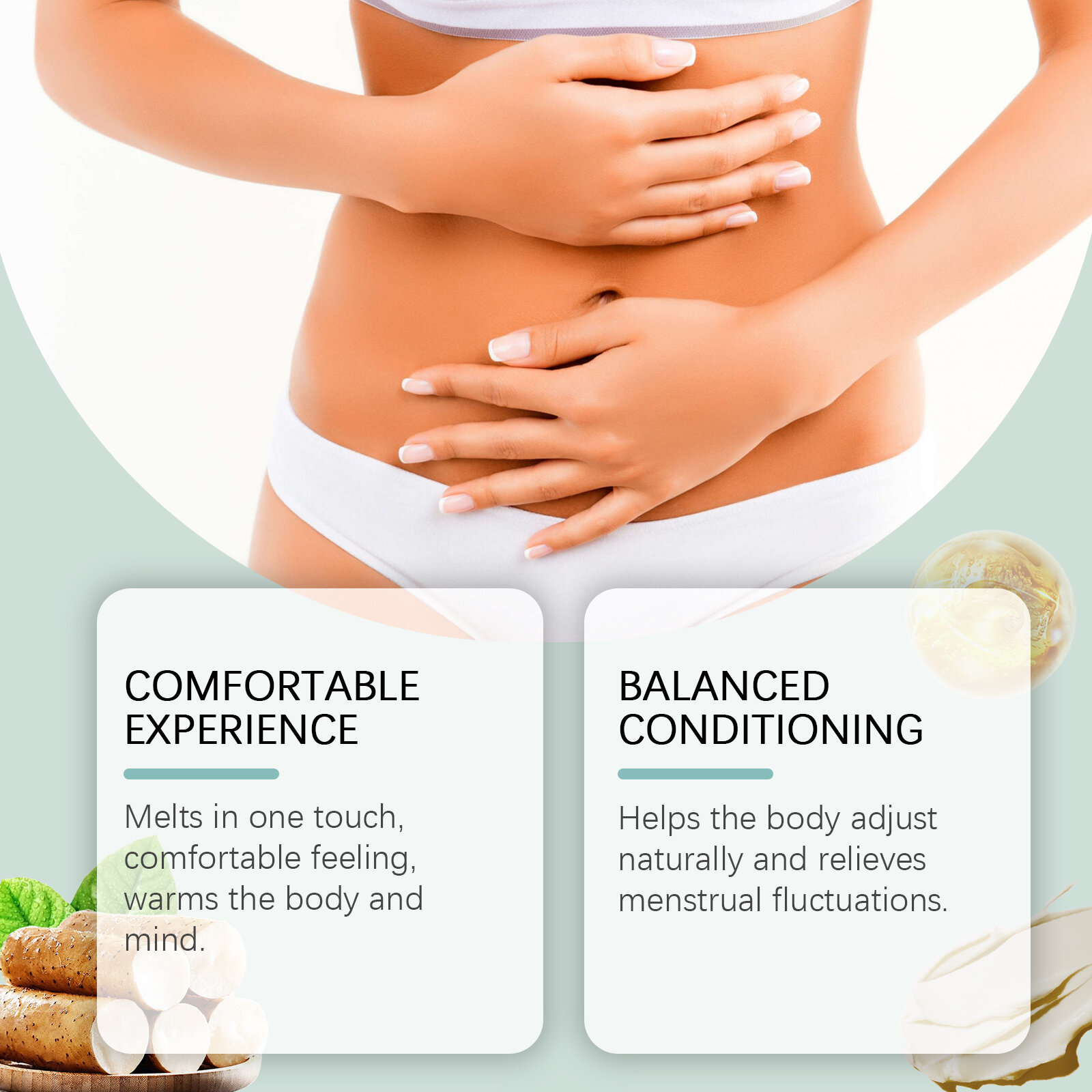 Изображение Wiyun menstrual relief yam cream снимает женские боли в животе во время менструации acupoint care yam cream