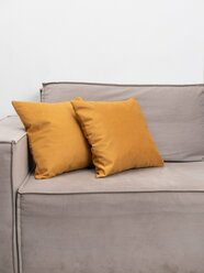 Подушка декоративная, велюр, горчичная, съемный чехол, 2 шт