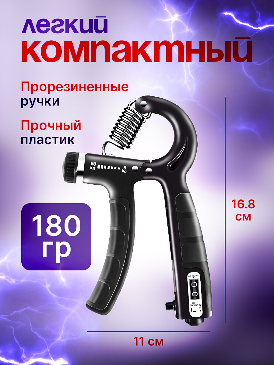 Изображение Эспандер кистевой для рук пружинный со счетчиком