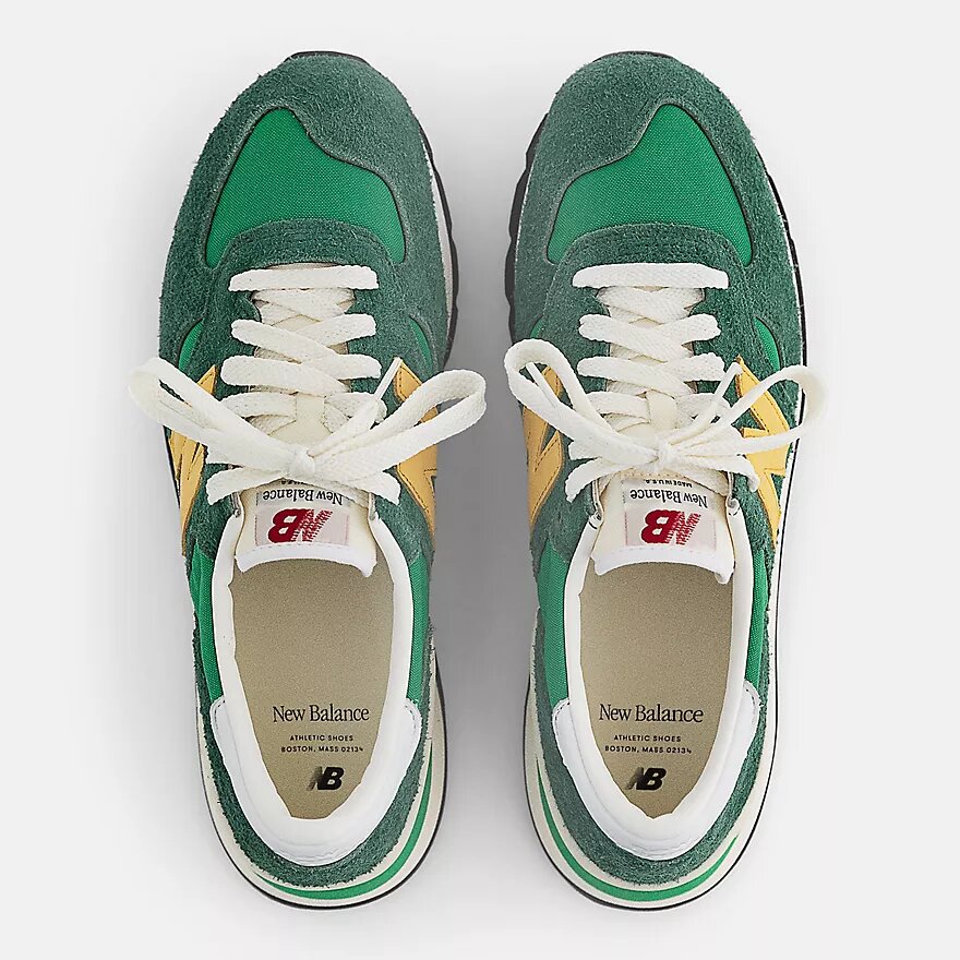 Кроссовки New Balance 990 V1, размер 11,5 US, желтый, зеленый, белый — фото 1
