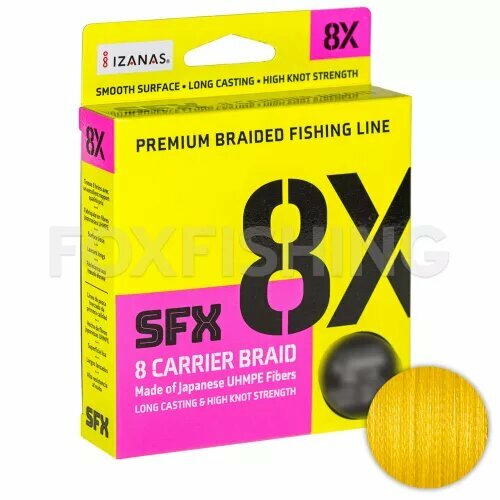 Плетёный шнур Sufix Sfx Braid X8 135м. 0.185мм. Yellow