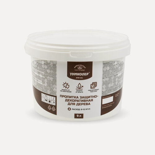 Изображение товара Пропитка защитно-декоративная для дерева 9 л униколер AFW-9L Орех