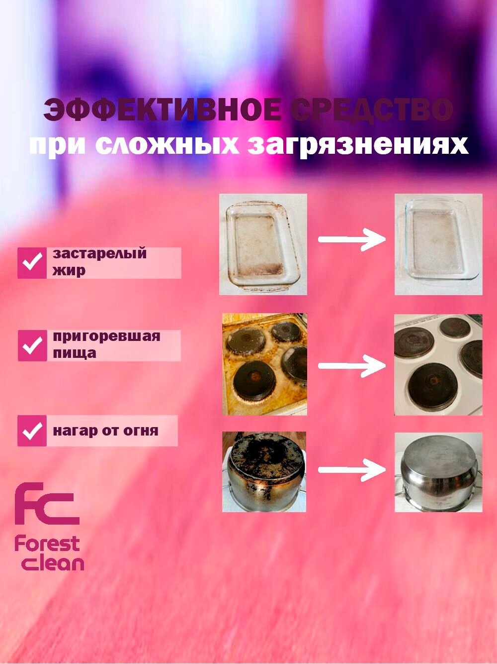 Антижир для кухни Forest Clean 500мл чистящее средство-жироудалитель для сковородок, гриля, духовок, плит — фото 1