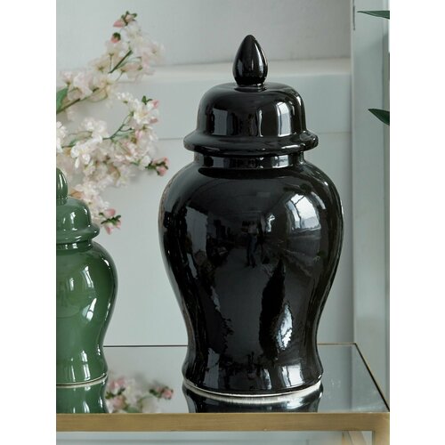 фото C6187-blac ваза с крышкой 24х24х48см, glasar