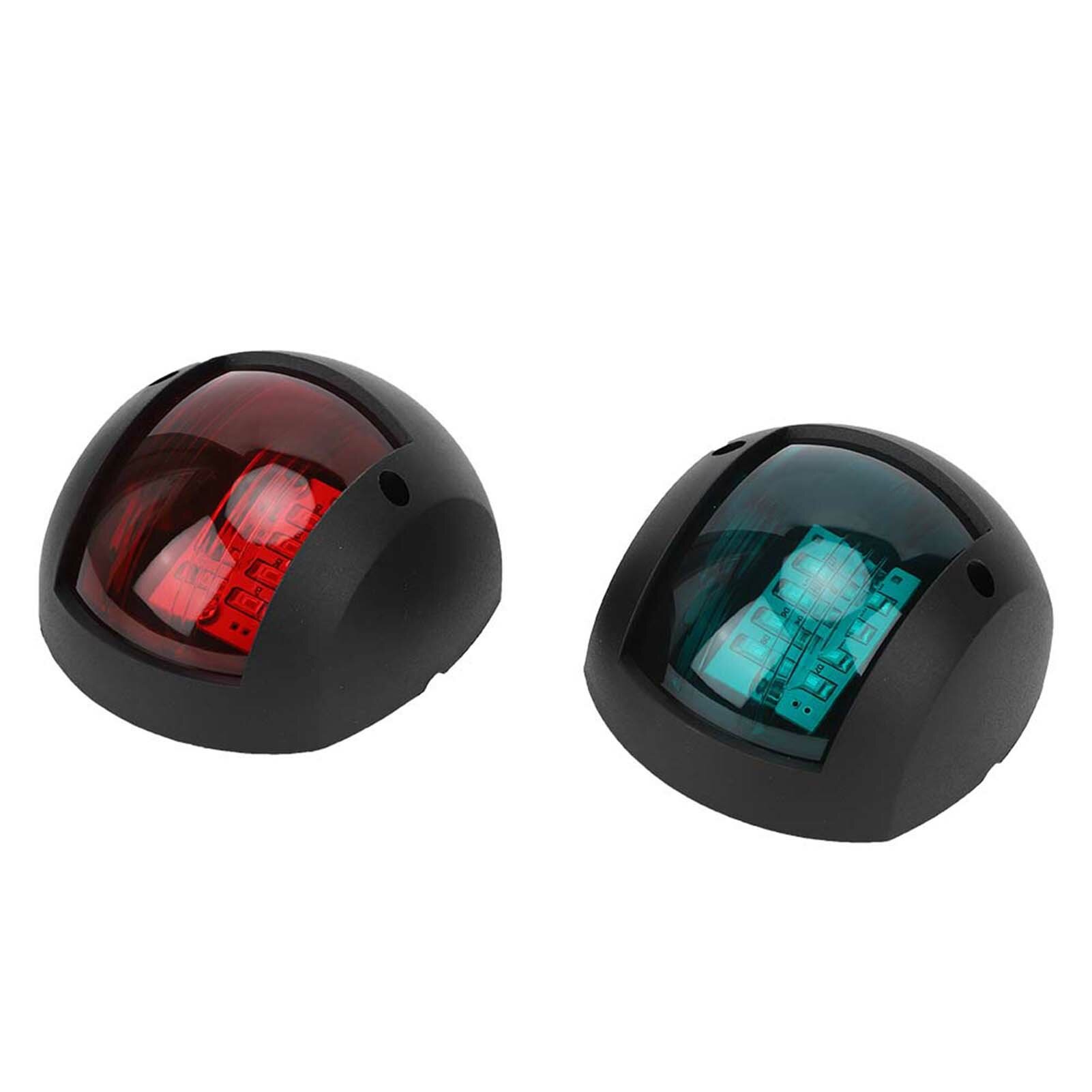 Пара сигнальных ламп сферических красных зеленых светодиодных водонепроницаемых навигационных огней для лодок DC12V-24V 3WBlack