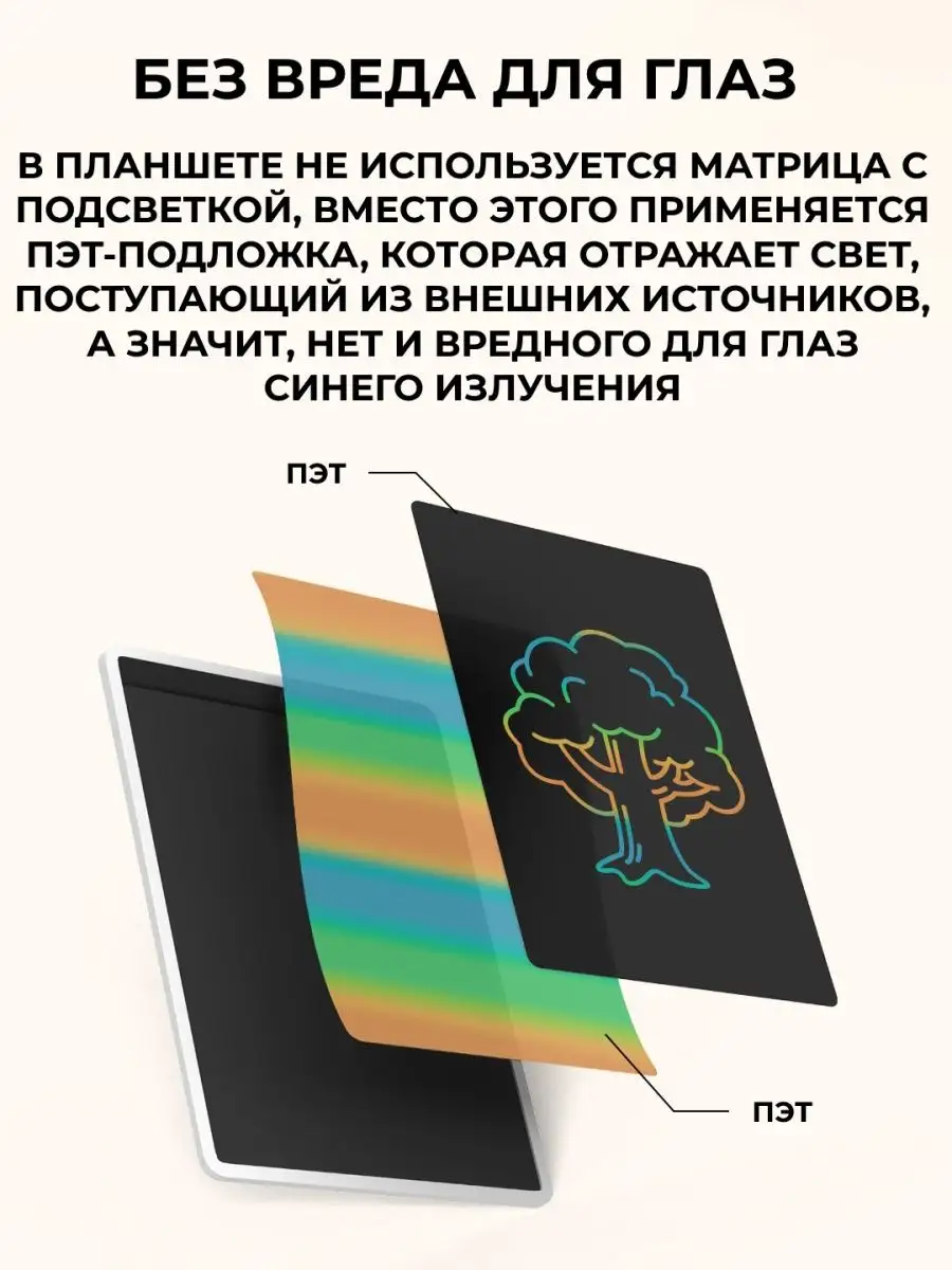 Изображение Планшет графический детский Xiaomi Mijia LCD Small Blackboard 13.5' цветной, MJXHB02WC белый