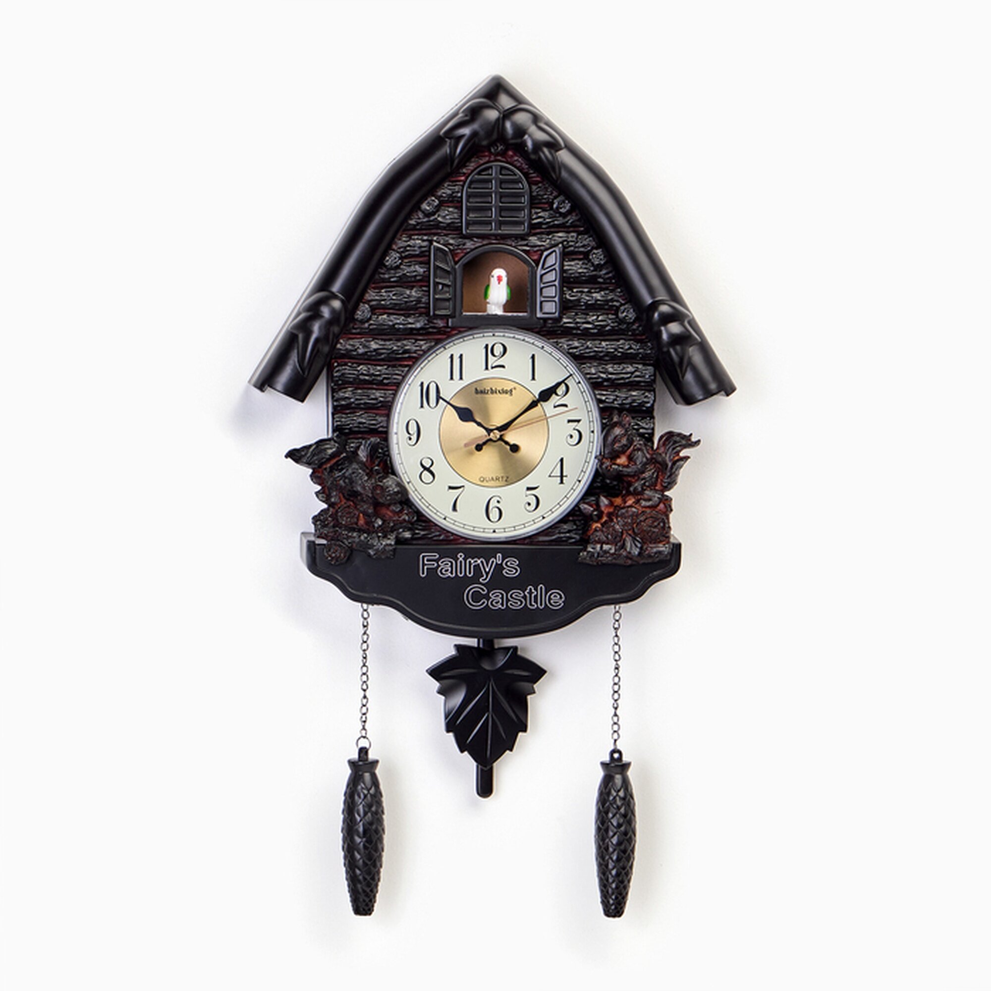 Часы настенные интерьерные большие с кукушкой «Белочки» плавный ход 53×7×35 см