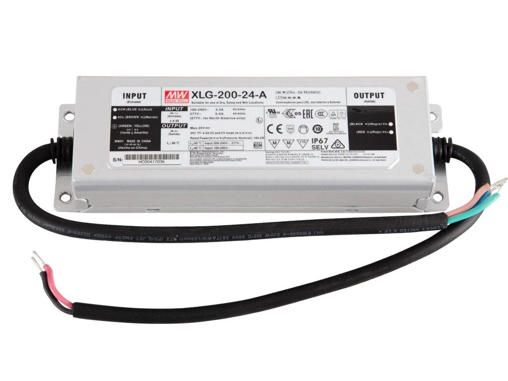 LED-драйвер AC-DC Mean Well XLG-200-24-A, 200 Вт (24 Вт, 8.3 А), встр. потенциометр