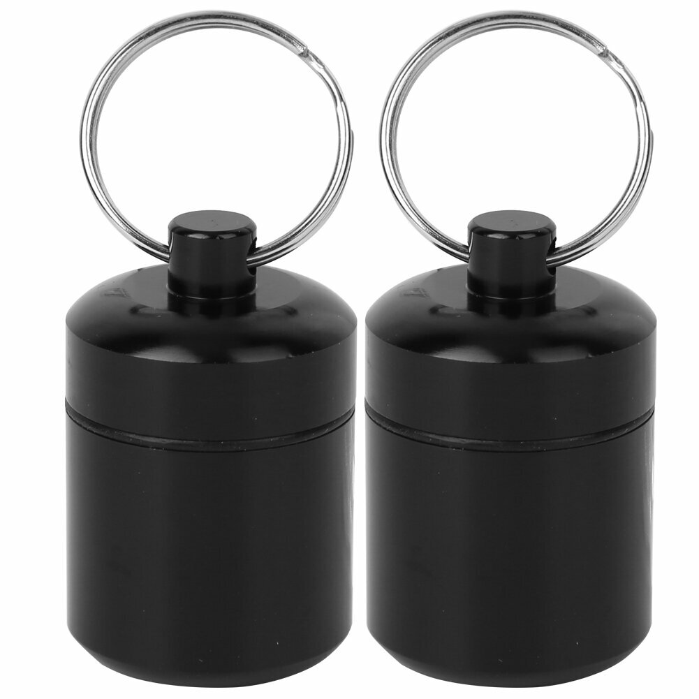 2pcs/Set Алюминиевый сплав Мини -контейнерный контейнерный контейнер для водонепроницаемой металлической банки с ключом для хранения затычки для монет для хранения ушей