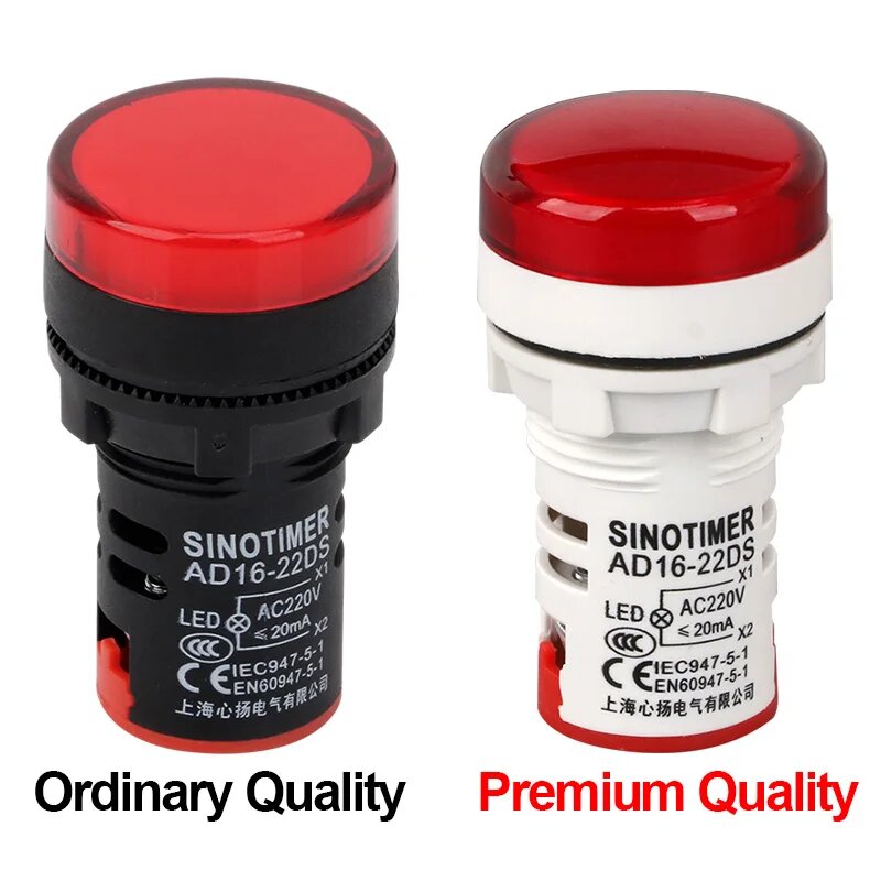 Светодиодный индикатор SINOTIMER 22 мм Red 110V AC Premium Quality