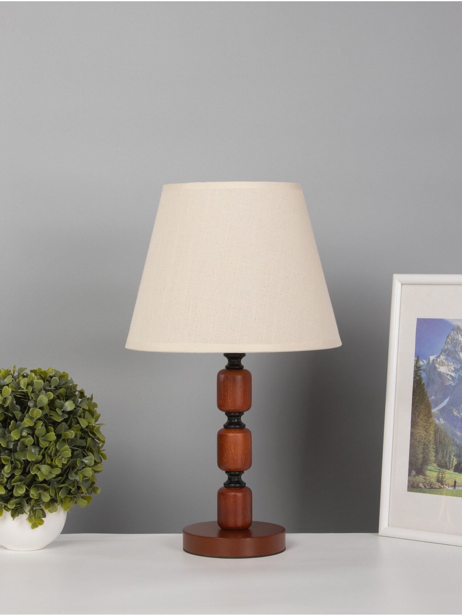 Лампа настольная BayerLux ЭКО  Одри  1х40Вт Е27 черный темно кор  25х25х43см