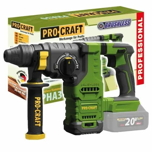 Перфоратор аккумуляторный Pro-Craft Professional PHA30, бесщеточный мотор, 20V
