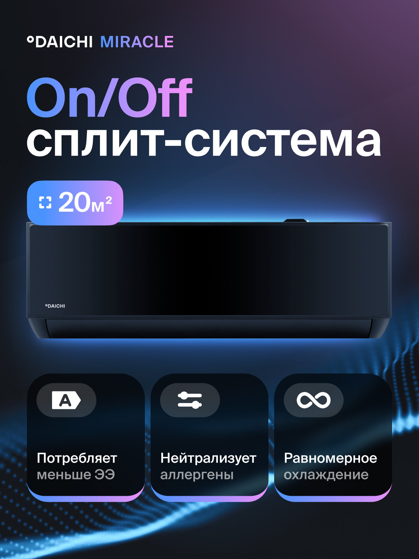 Комфортная сплит-система Daichi Miracle MIR20AVQ1R/MIR20FV1R, для помещений до 20 кв. м.