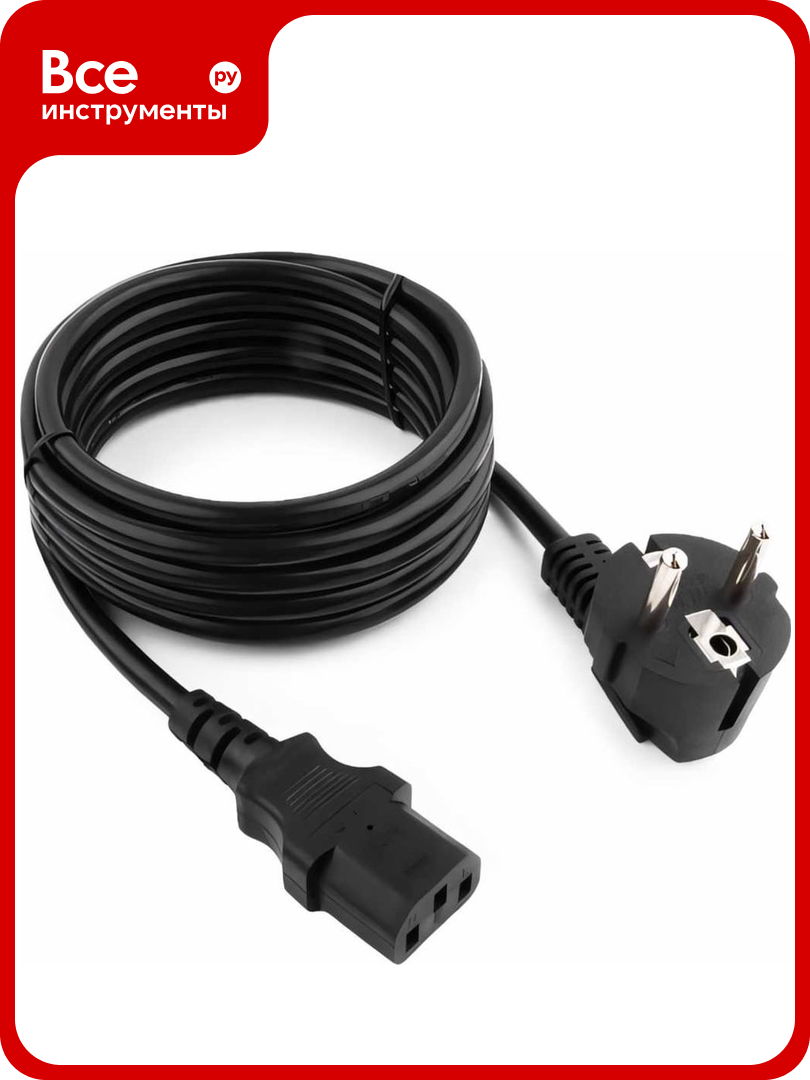 Кабель питания Cablexpert Schuko-C13 3.0м 6А черный с заземлением PC-186-10