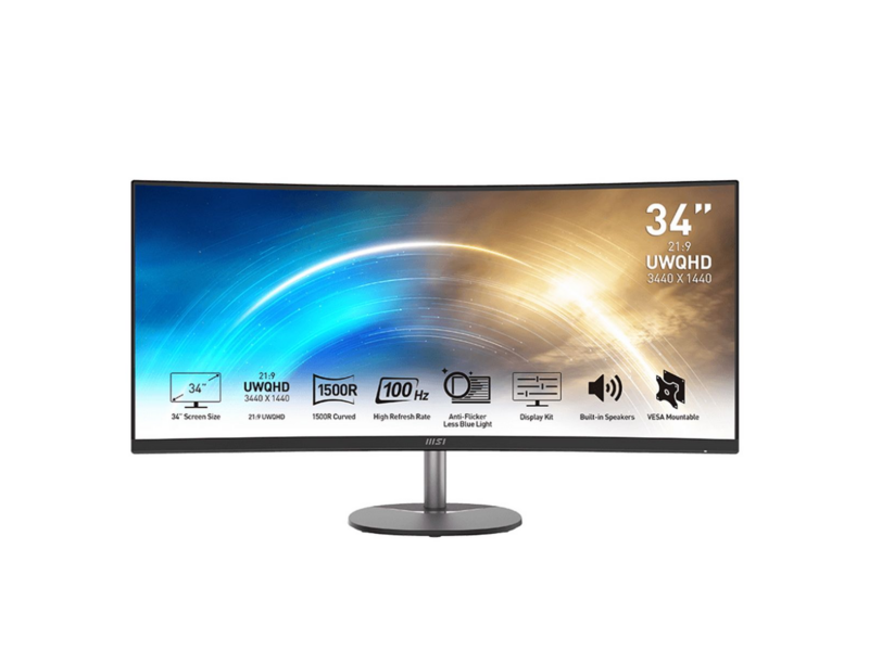 Монитор PRO MP341CQ 34" Black (VA, 3440x1440, HDMI+HDMI+DP, 1 ms, 178°/178°, 300 cd/m, 3000:1 (100M:1), 100Hz, MM, Curved)