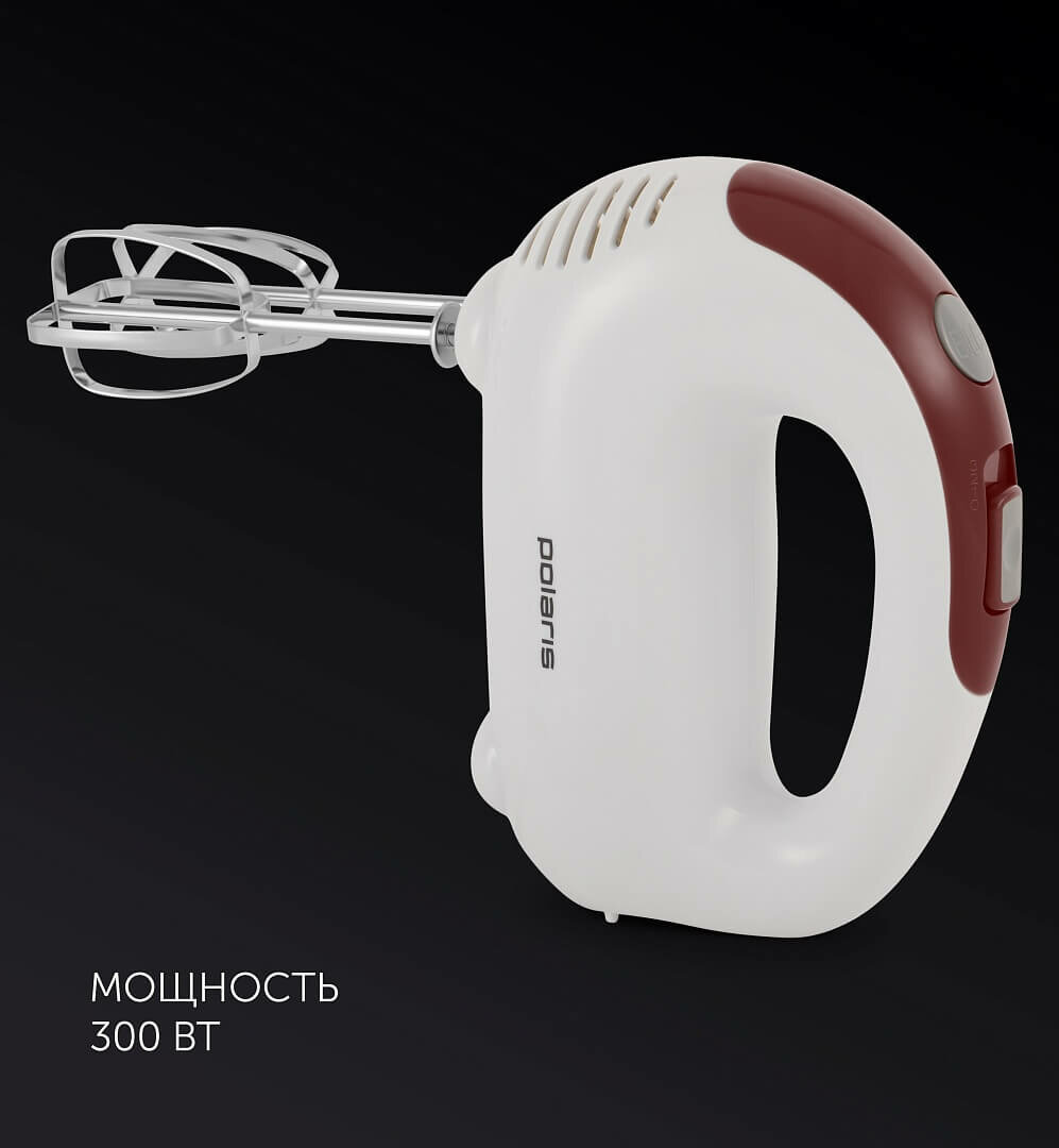 Миксер Polaris PHM 3018, мощность 300Вт, 3 скорости, 4 насадки — фото 1