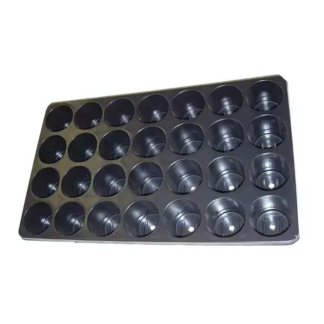 Кассета для рассады 28 ячеек круглая пластиковая черный цвет прочная конструкция