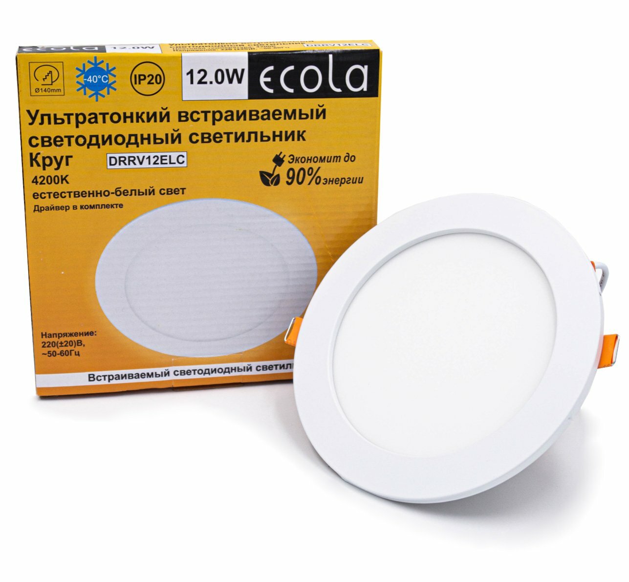 Встраив. потол. свет-к Ecola LED Круглый даунлайт с драйвером 12W 220V 4200K 170x20