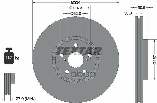 Диск тормозной передний правый Lexus IS, GS - 4WD Only Textar арт. 92147903