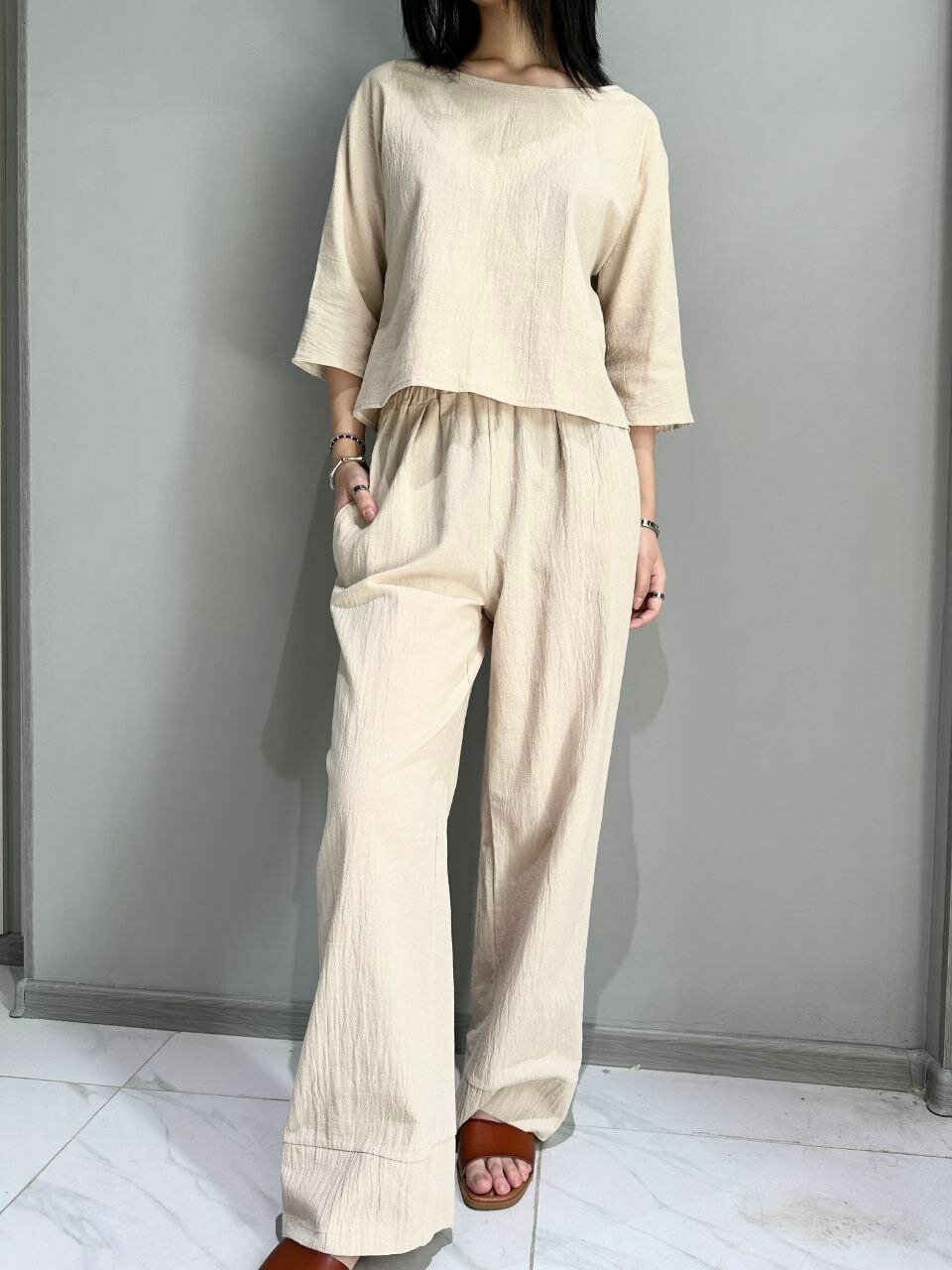 Комплект одежды Бежевый, горчичный, чёрный