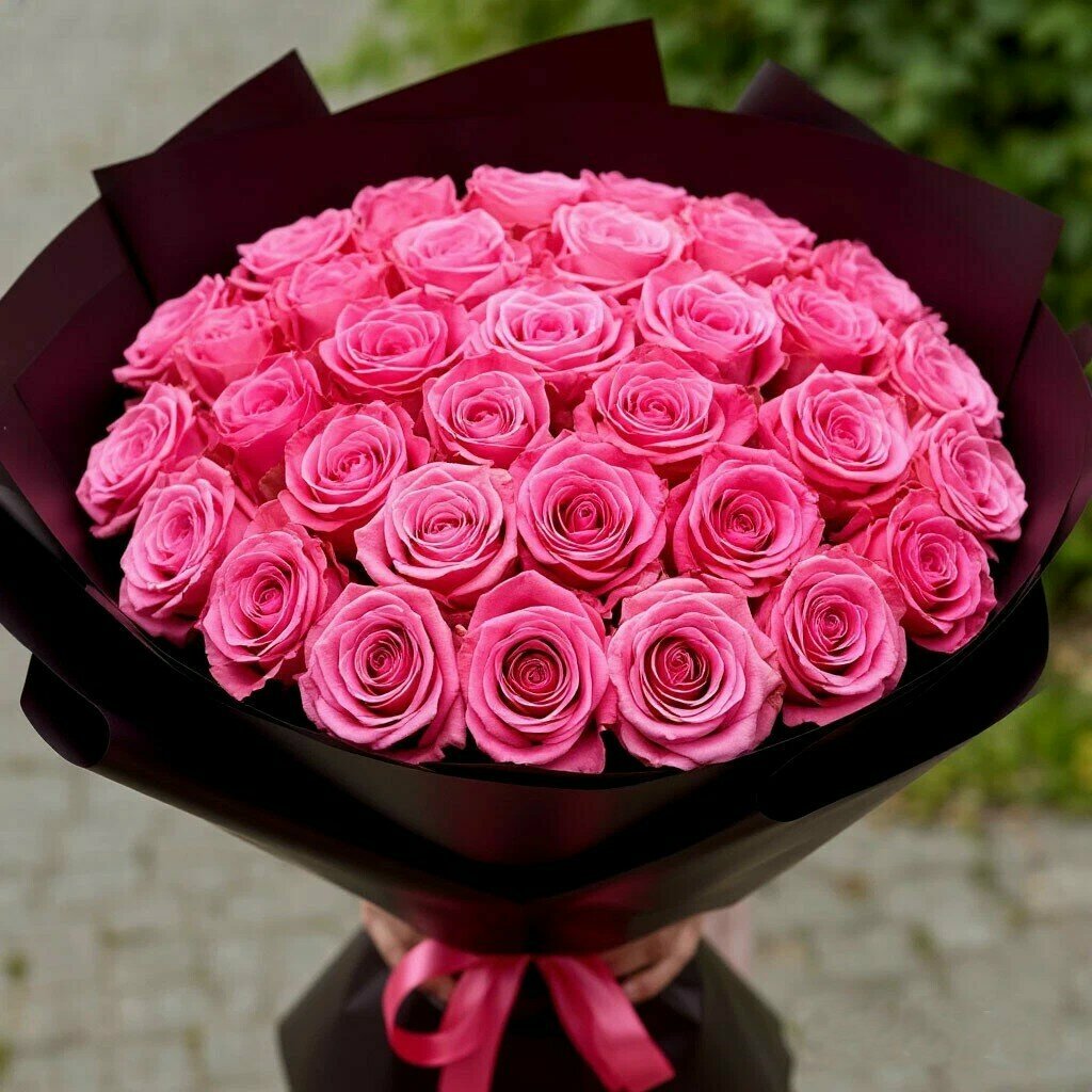 Букет из розовых роз 29 шт красивый букет цветов шикарный подарок премиум цветы премиум букет