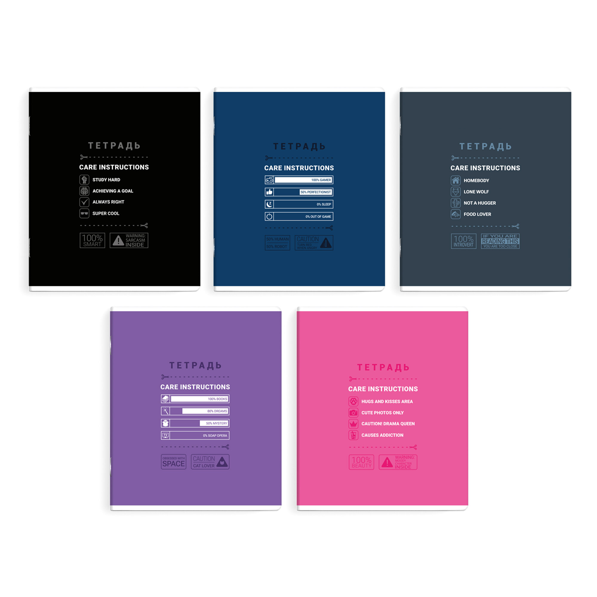 Набор из 5 тетрадей 48 л, клетка, профайл