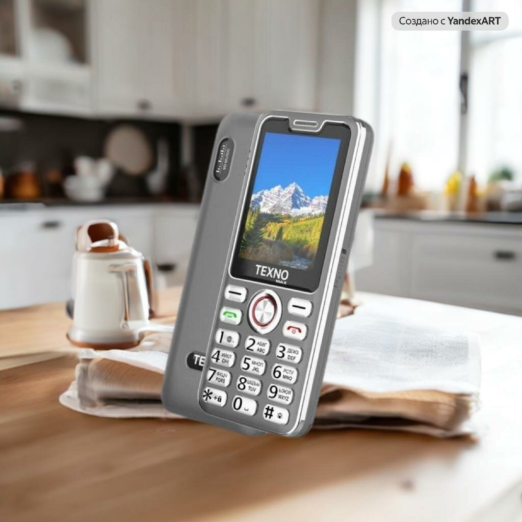 Texno Max 025 кнопочный телефон, два сим, фонарик, FM радио, серый — фото 1