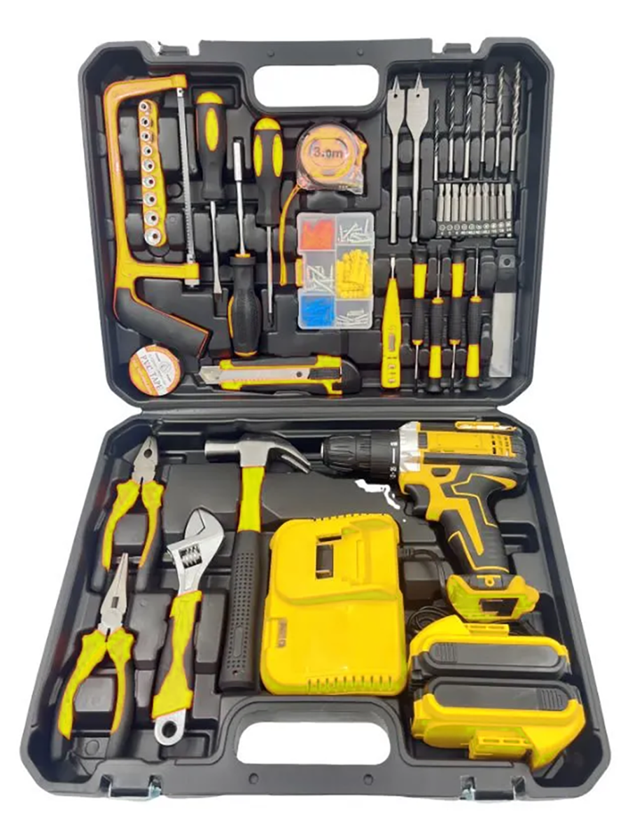 Набор инструментов с шуруповертом и дрелью 46 шт 2 АКБ 115 кг