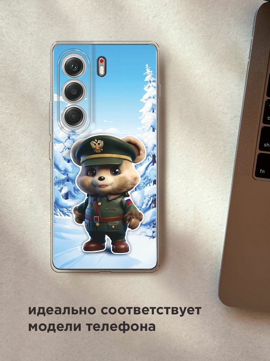 Чехол на Tecno Camon 40 / Текно Камон 40 с принтом "Мишка в форме 1 - 23 февраля" — фото 1