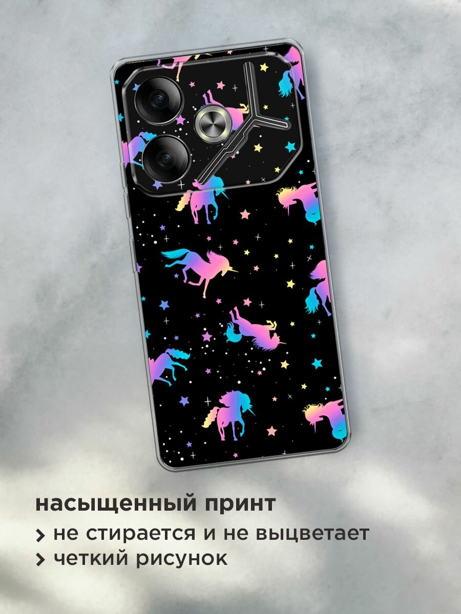 Чехол на Tecno Pova 6 / Текно Пова 6 с принтом "Единороги градиент" — фото 1