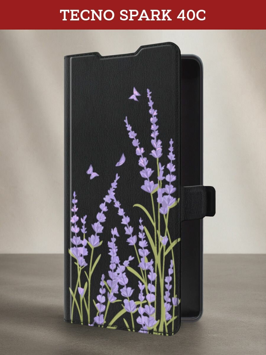 Чехол-книжка на Tecno Spark 40C / Текно Спарк 40C с рисунком "Нежные многоцветники"